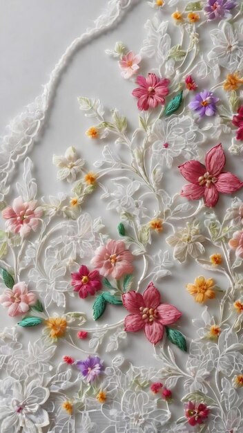 haftowany motyw na tkaninie